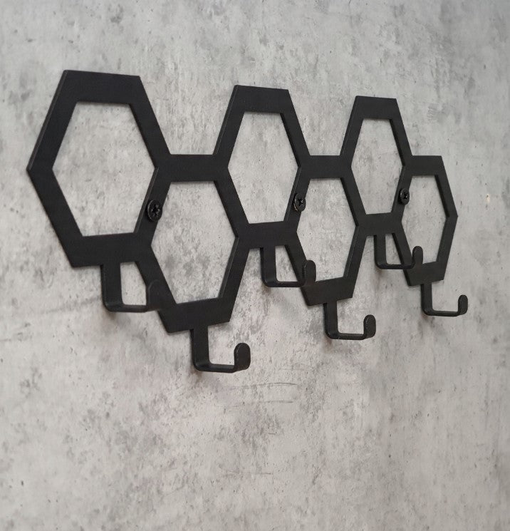 Cuier hol/baie/sufragerie , de Perete Metalic Negru Tip Fagure – Modern