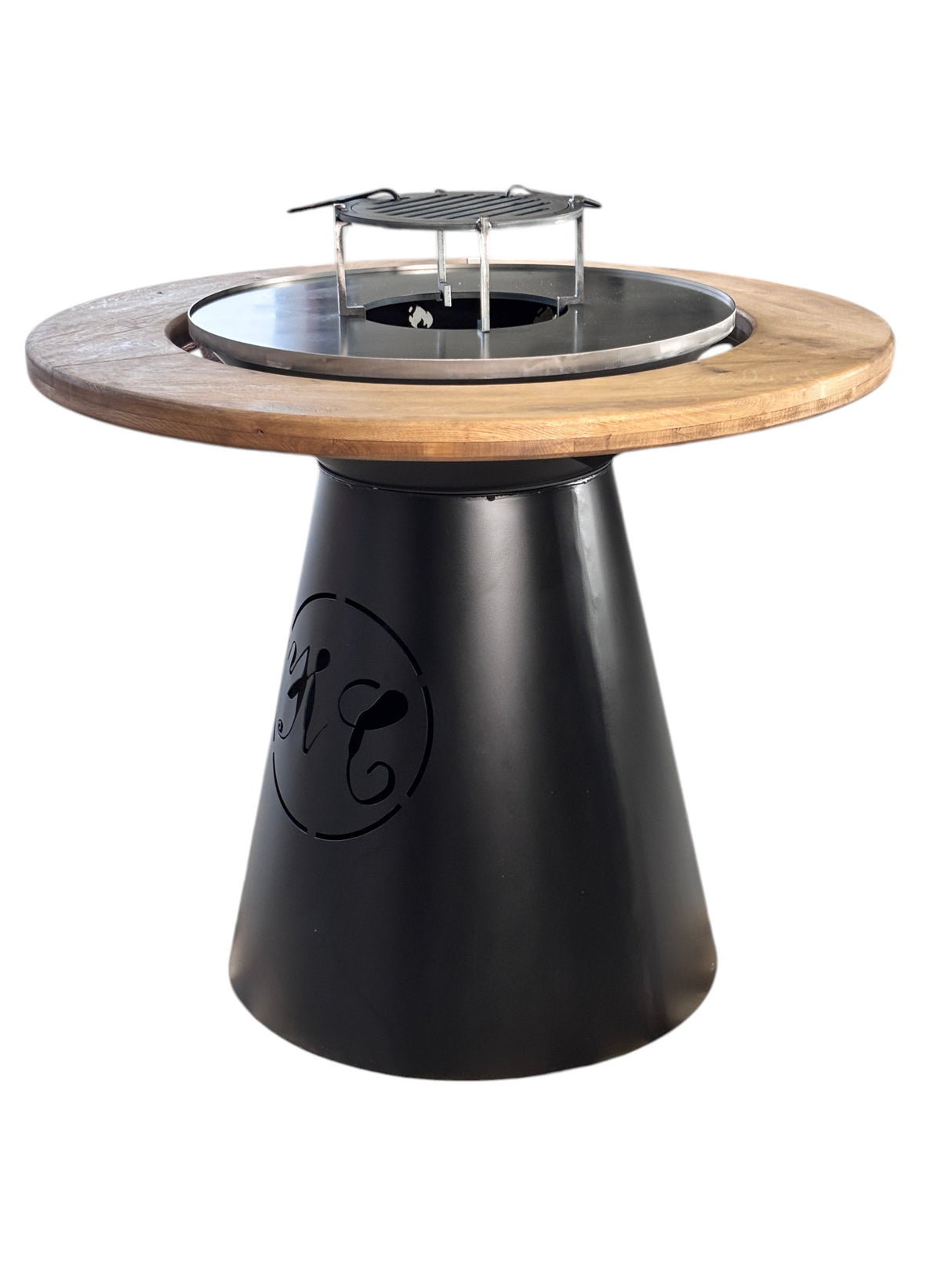 Gratar de  gradina VIP fire pit cu Blat din lemn si  Plita 10 mm