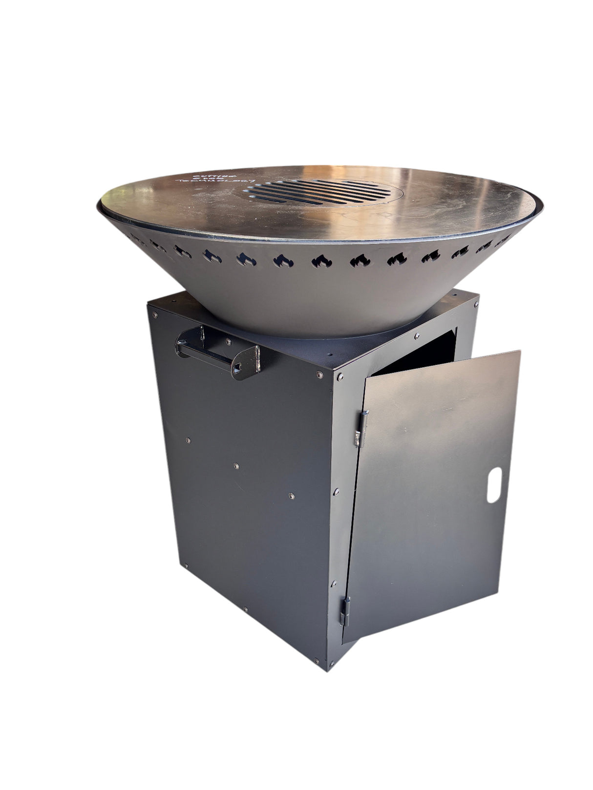 Gratar de gradina Rotund  4 in 1 diametru 75 cm firepit Flacari cu Plita rotunda 10 mm Otel dur