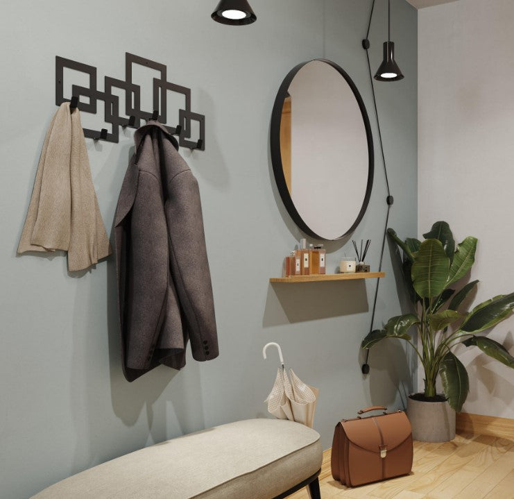 Cuier hol,baie,linving, de perete, metalic, cu 6 agatatoare,25x50cm