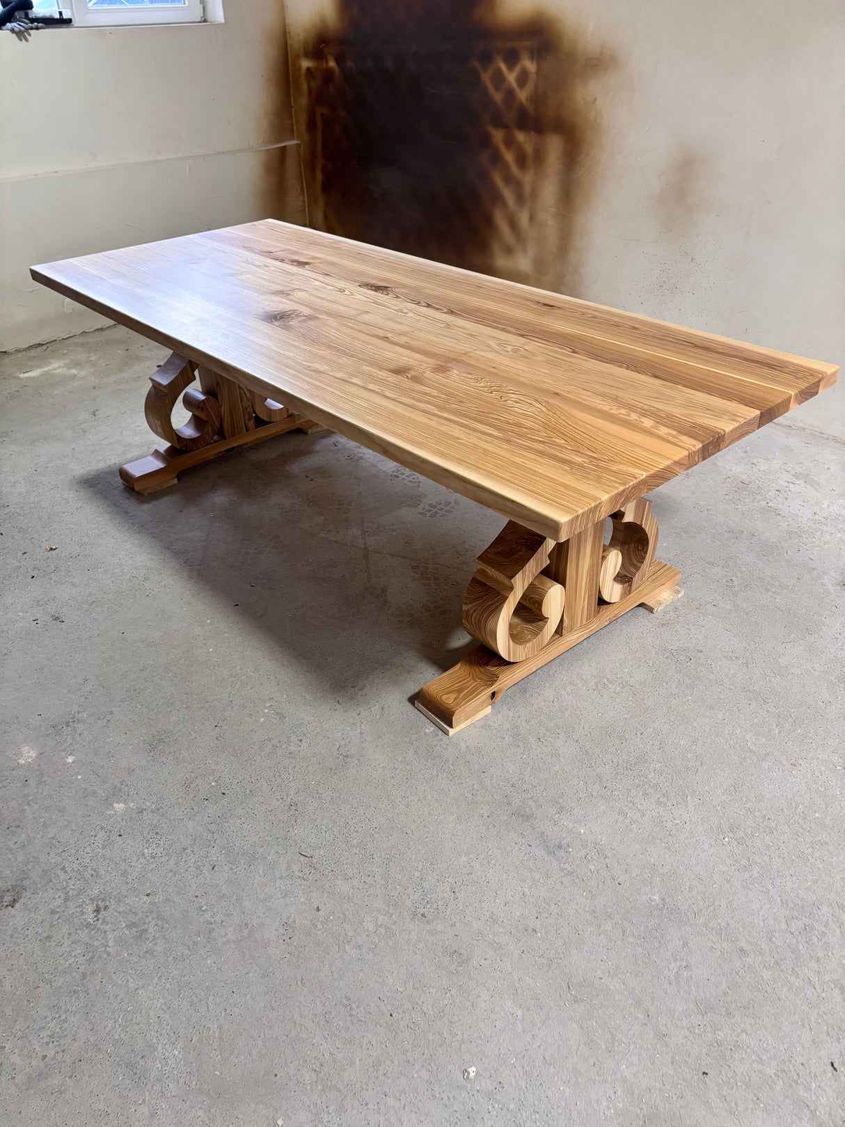 Masa lemn masiv, cu cadru din lemn masiv, Ofelia, 240x100x76 cm