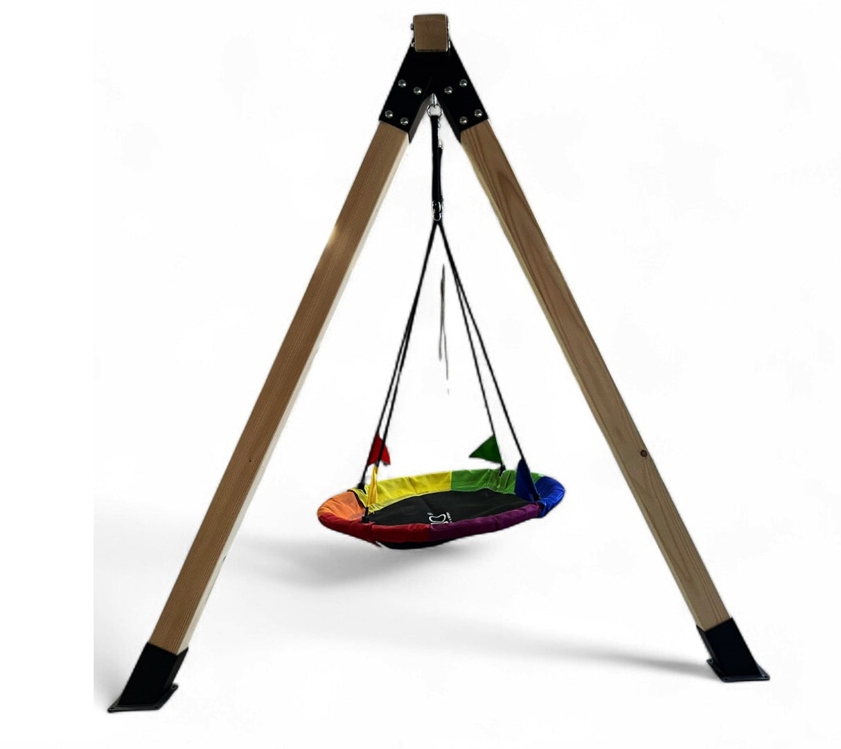 Complex de joaca copii, Tobogan,casuta lemn ,leagan, placa de catarare + lada de nisip, conectori metalici, PREMIUM