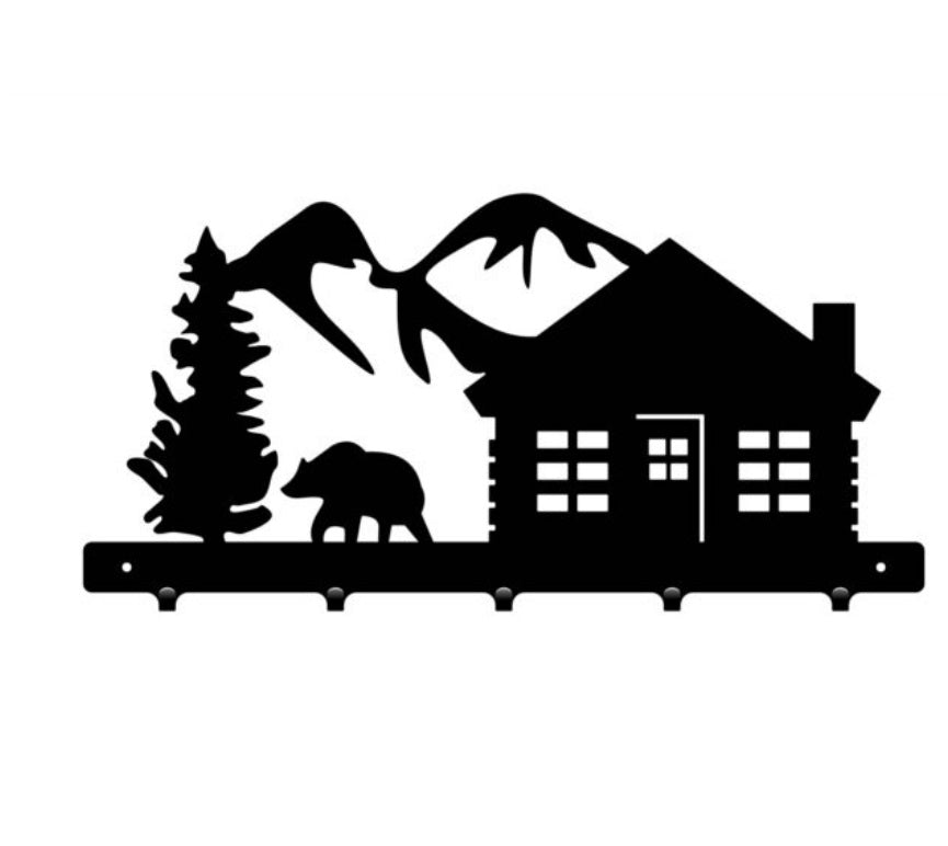 Cuier hol/baie/sufragerie , de Perete Metalic Negru Tip Natura/munte– Modern