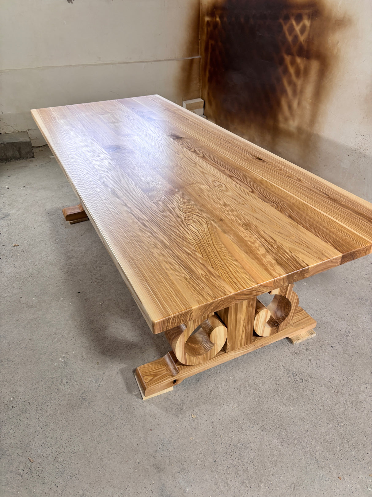 Masa lemn masiv, cu cadru din lemn masiv, Ofelia, 240x100x76 cm