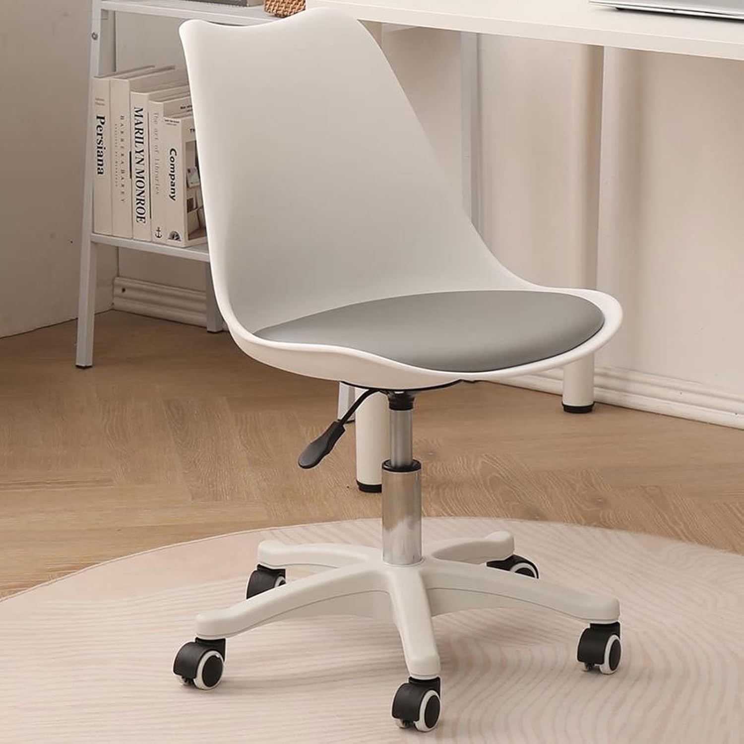 Scaun birou ergonomic, cu roti și inaltime reglabila, pentru adulti si copii, cosmetica, coafor, alb