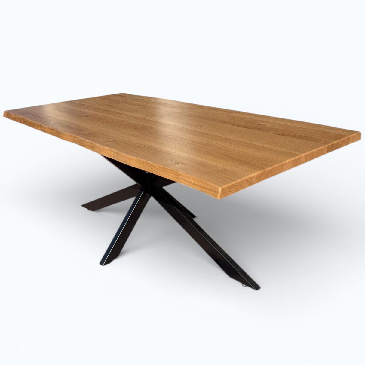 Masa Lemn Masiv stejar | Picioare Metal, Design Modern, 200x95cm|