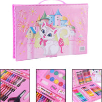 Set trusa desen copii , multicolora , interactiva , creioane , carioci , acuarele ,-84 piese