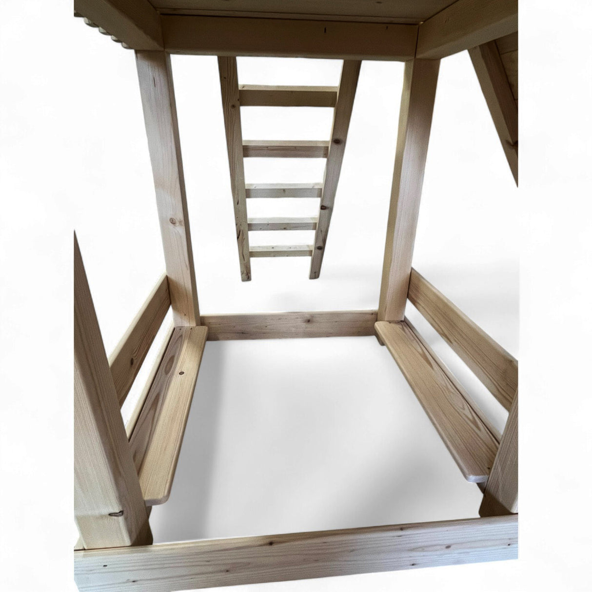 Casuta de lemn gradina pt copii cu tobogan, placa de catarare, lada de nisip, bancute,complex joaca, grinzi 10x10cm