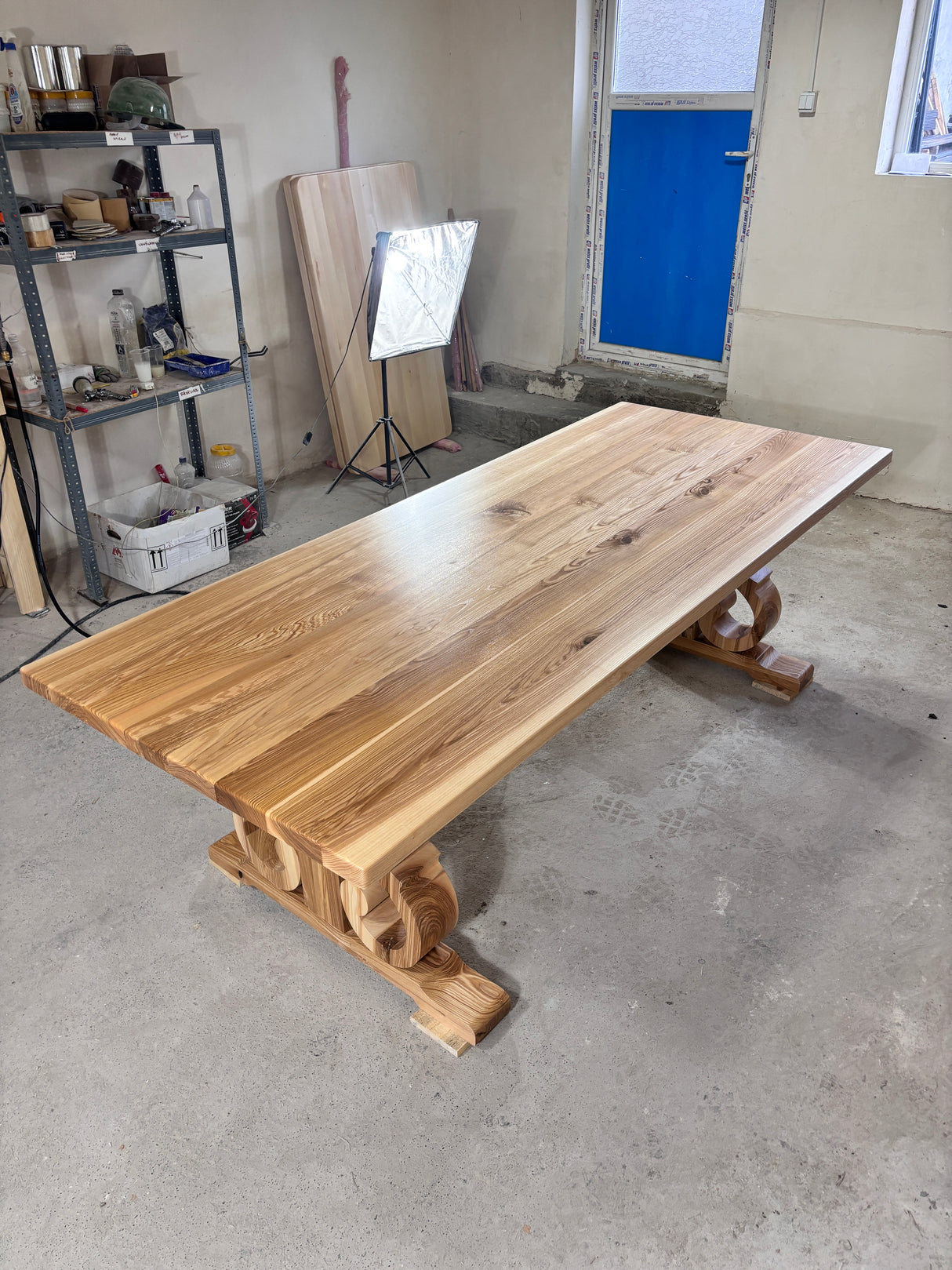 Masa lemn masiv, cu cadru din lemn masiv, Ofelia, 240x100x76 cm