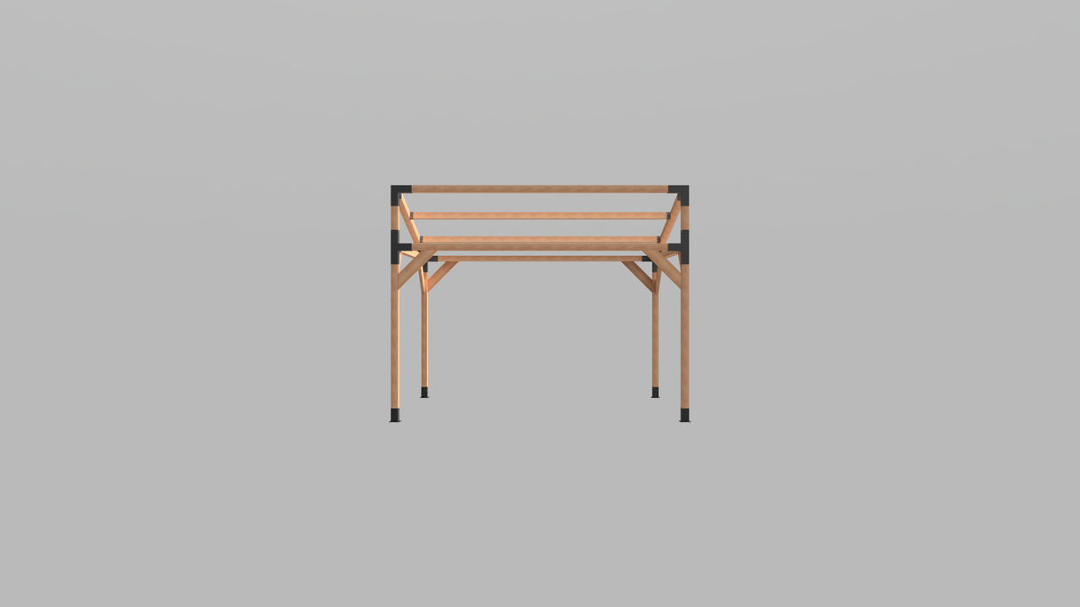 Pavilion de gradina, garaj, pergola din lemn rindeluit + imbinari de fier, 3x4 m