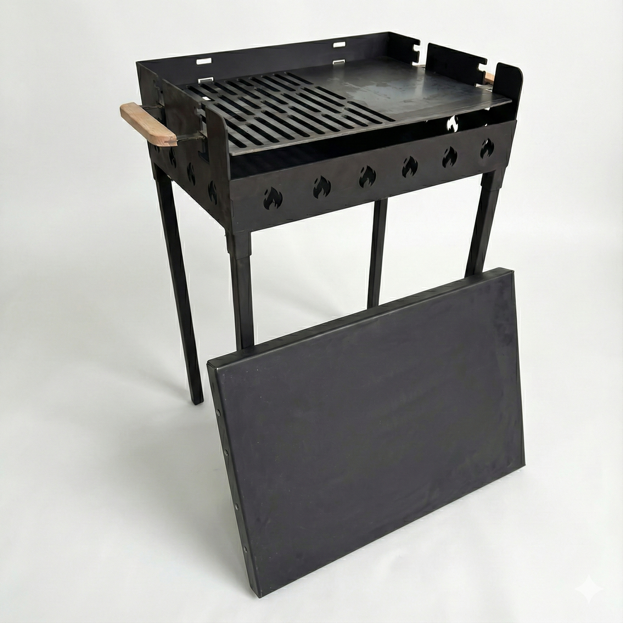 Gratar Gradina 3 mm+ plita, reglabil pe inaltime de gatire , 65X45X h95 CM