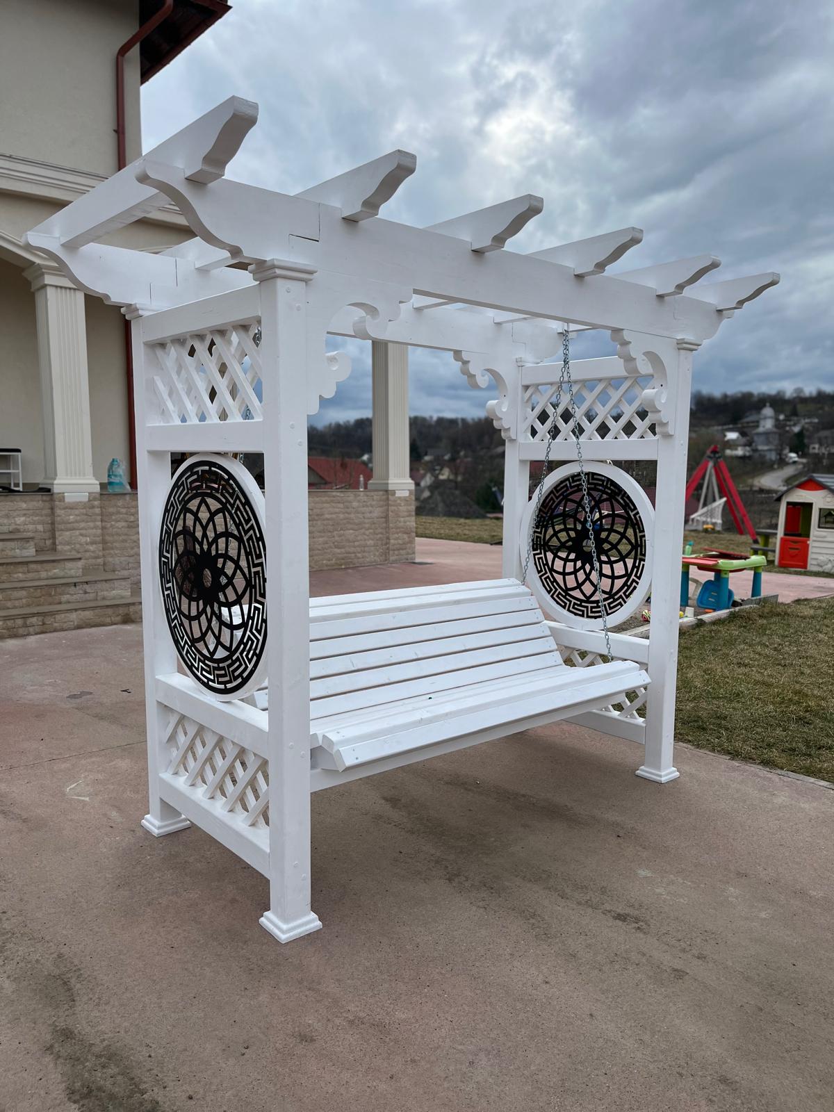 Balansoar gradina leagan lemn pentru curte terasa tip pergola, 2 locuri