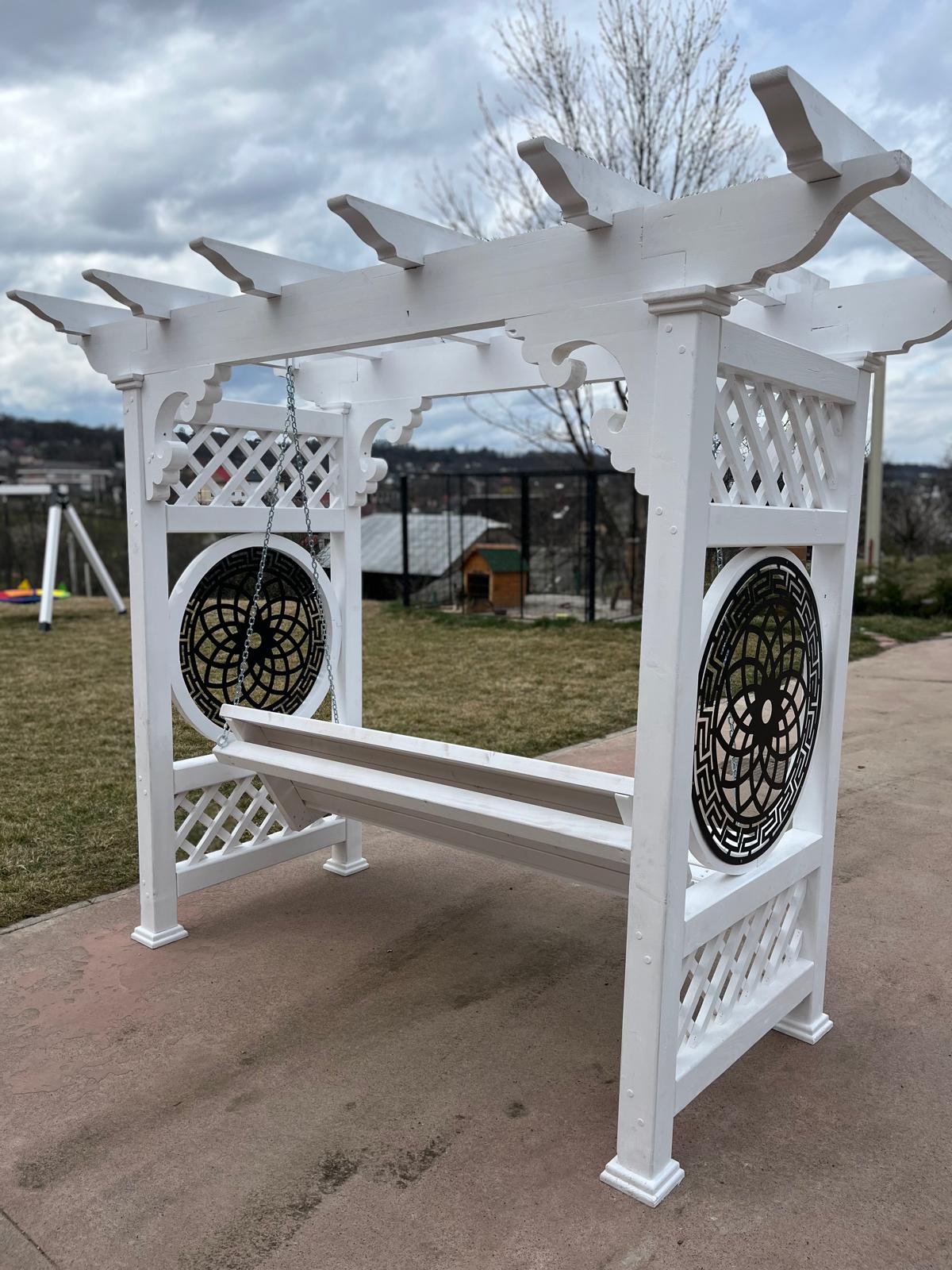 Balansoar gradina leagan lemn pentru curte terasa tip pergola, 2 locuri