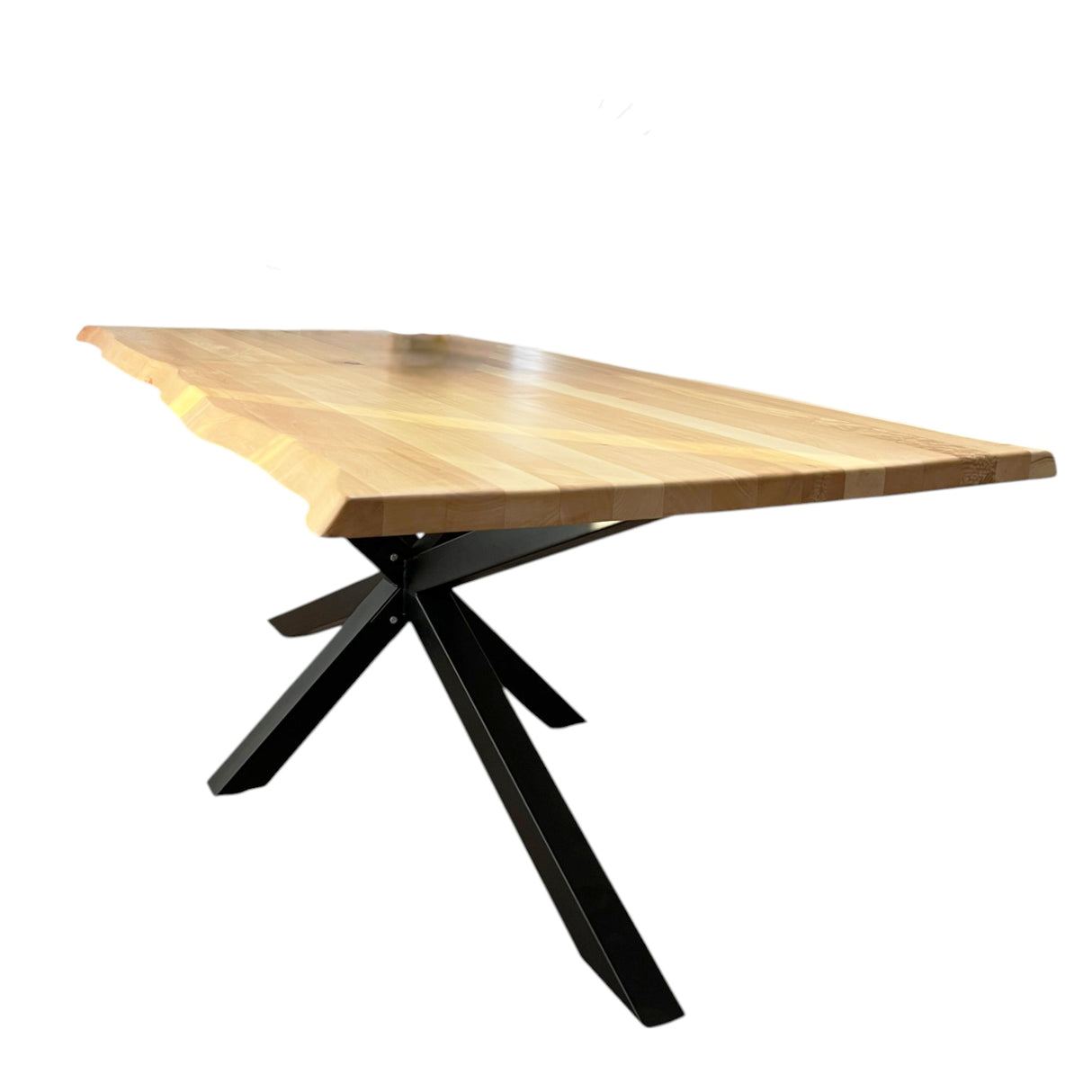 Masa bucatarie din lemn masiv cu picioare metalice, living/dinning, 200x100x77cm