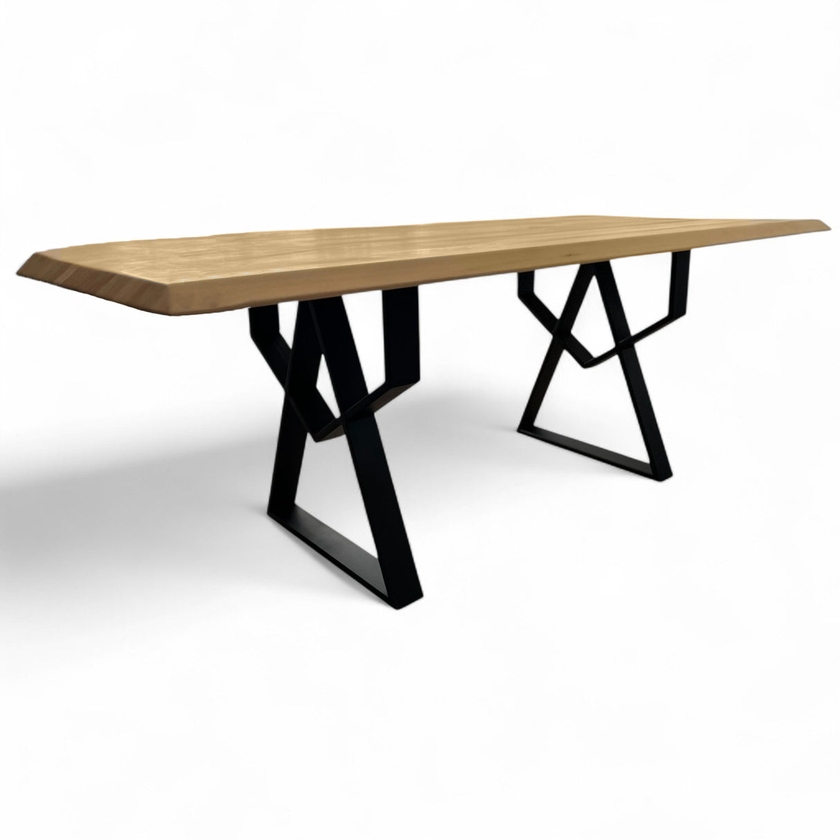 Masa lemn oval de tei, cu picioare metal, 200x100x78 cm, set Kiara