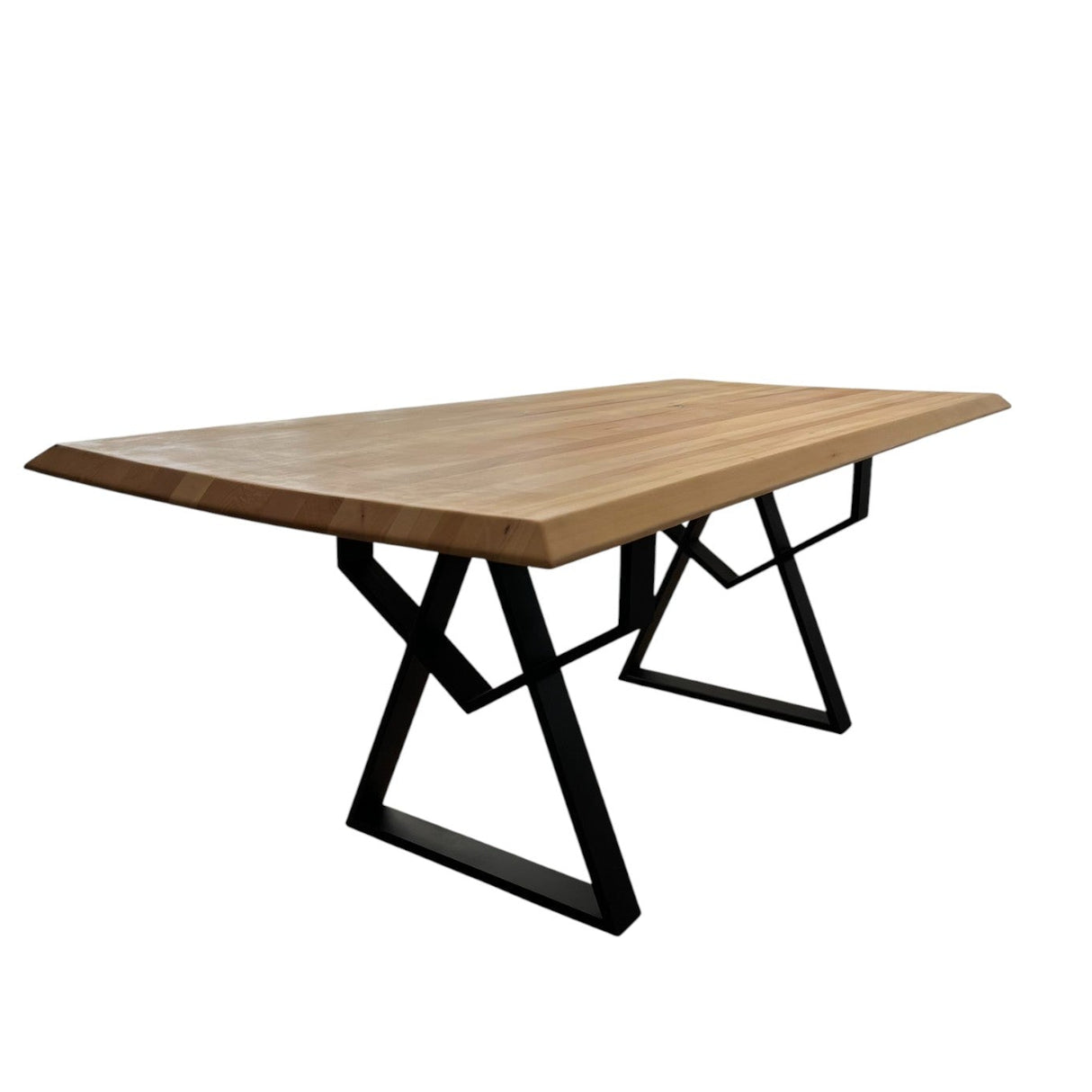 Set masa cu scaune bucatarie, dining,living, sufragerie, blat din lemn masiv cu picioare metalice, scaune husa gri, 6 persoane, IOANA