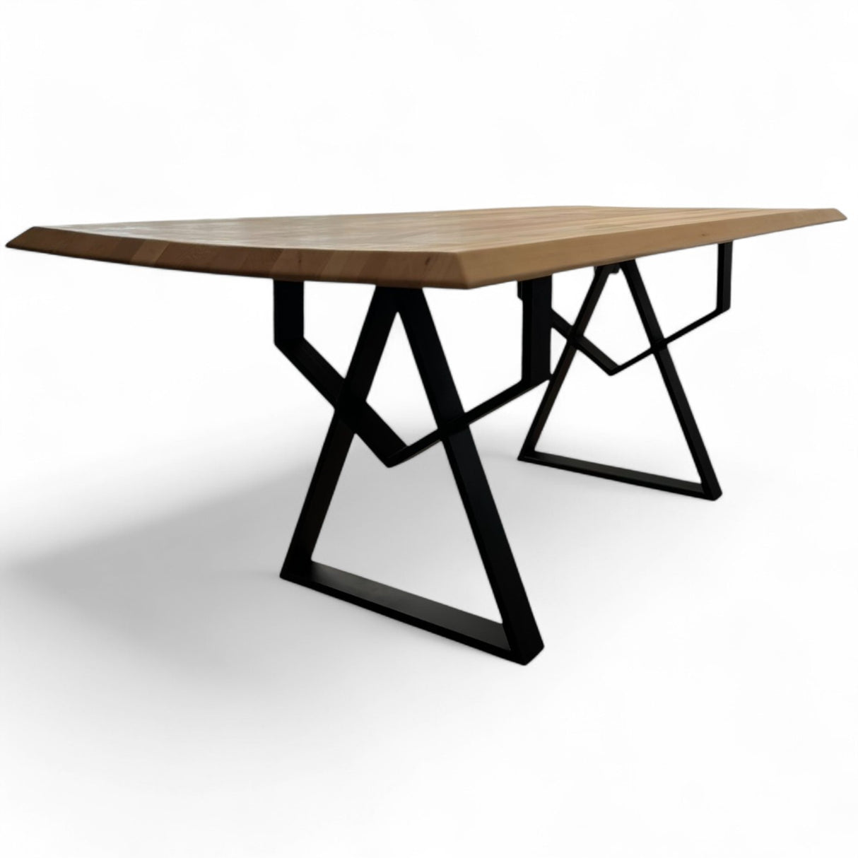 Masa lemn oval de tei, cu picioare metal, 200x100x78 cm, set Kiara