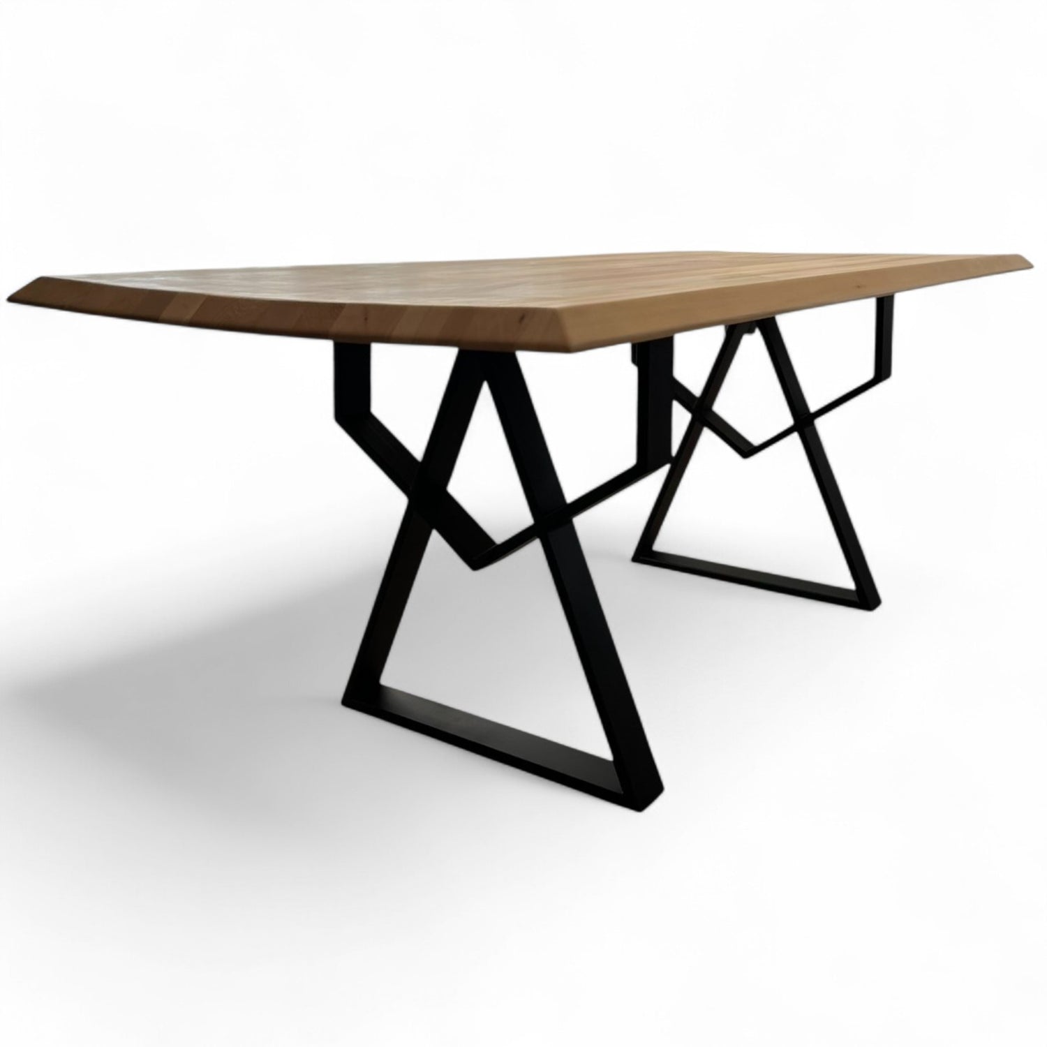 Masa lemn oval de tei, cu picioare metal, 200x100x78 cm, set Kiara