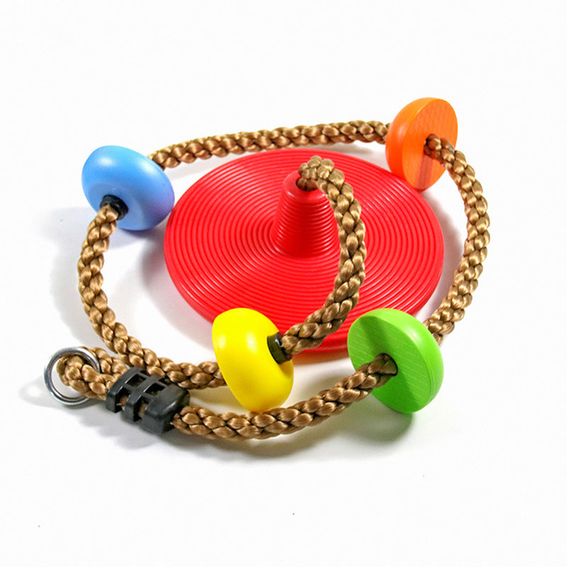 Disc de catarare si balans pentru copii, cu franghie si manere colorate