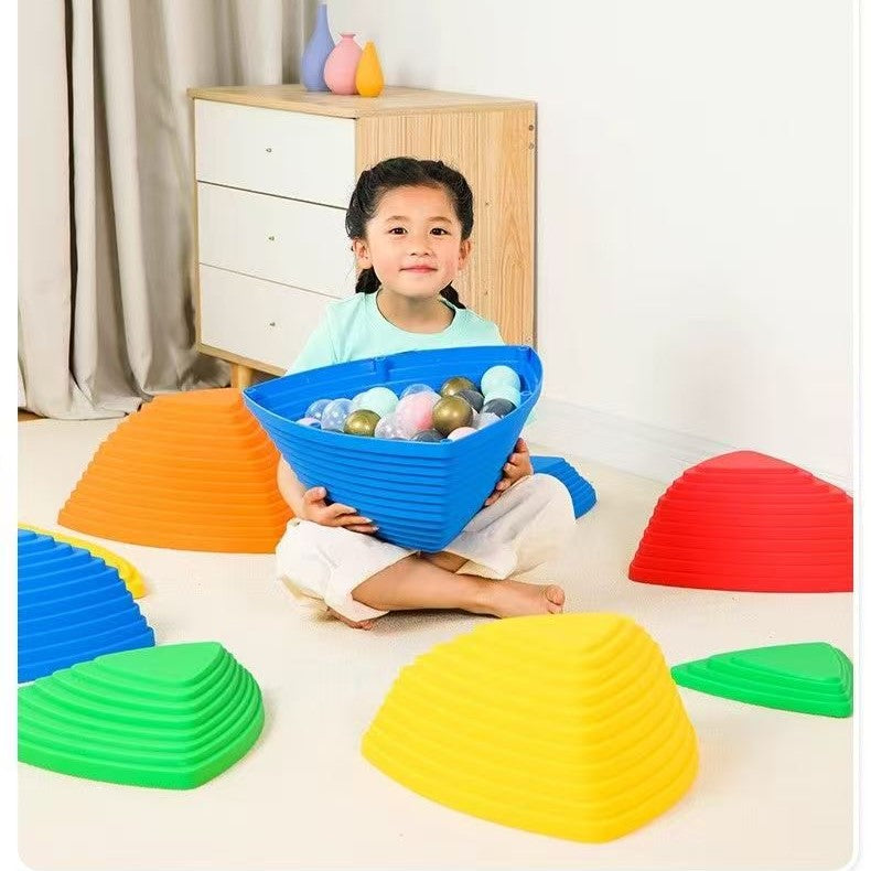 Set de pietre de echilibru pentru copii, pietre de rau, discuri senzoriale pentru spatiul de joaca