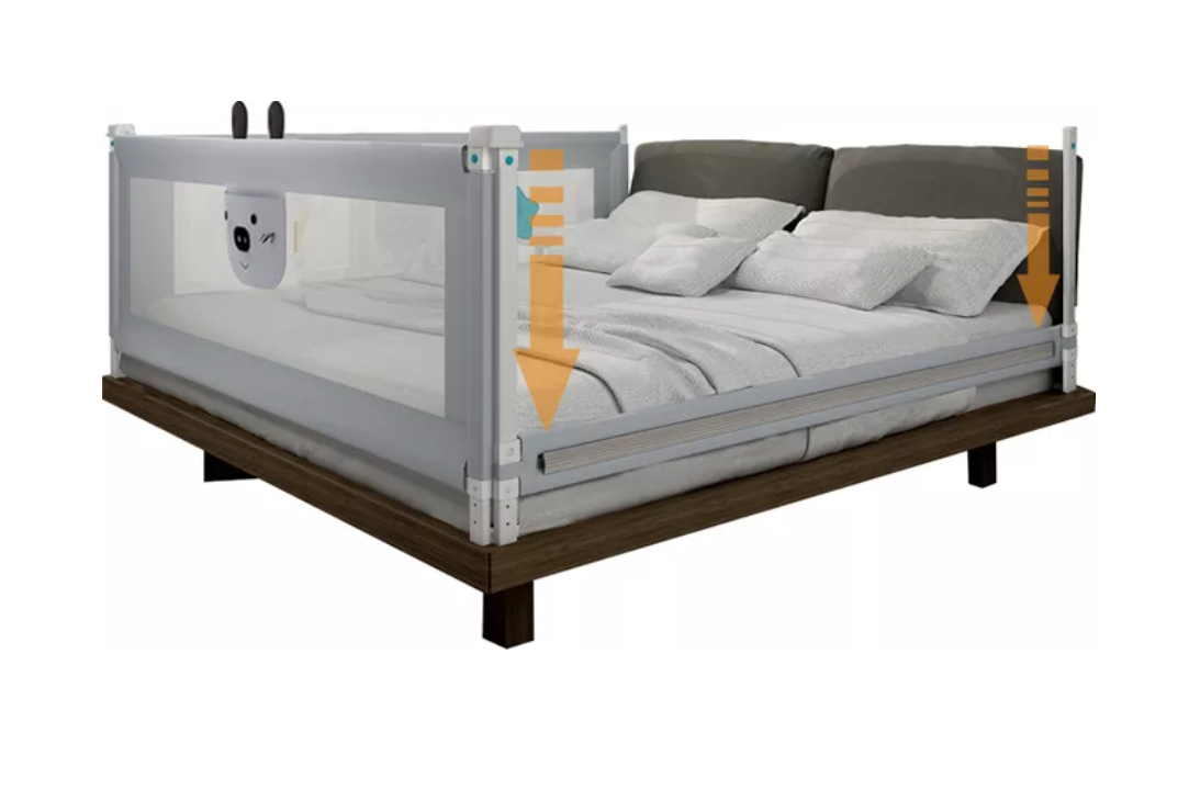 Set 3 bariere protectie culisante + STABILIZATOR pentru pat, inaltime reglabila 68-98 cm, 160 cm 180 cm 200 cm