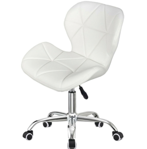 Scaun cu roti si inaltime reglabila pentru salon, cosmetica, birou, Negru/ALB