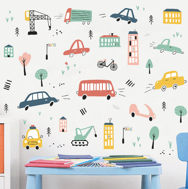 Sticker autocolant de perete pentru camera copilulu, rezistent la zgarieturi si apa, 158x52 cm, diverse modele