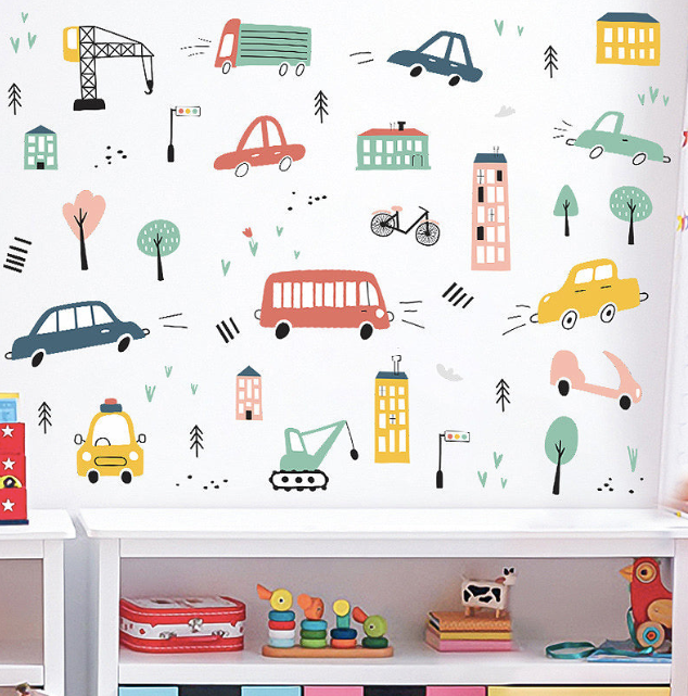 Sticker autocolant de perete pentru camera copilulu, rezistent la zgarieturi si apa, 158x52 cm, diverse modele