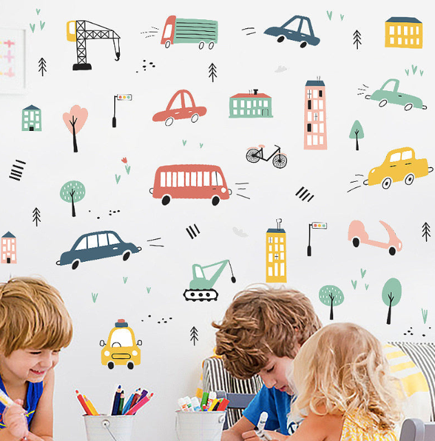 Sticker autocolant de perete pentru camera copilulu, rezistent la zgarieturi si apa, 158x52 cm, diverse modele