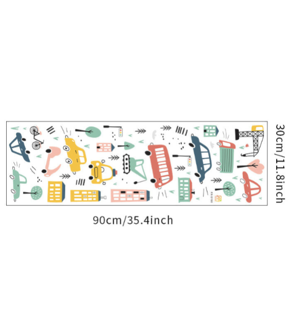 Sticker autocolant de perete pentru camera copilulu, rezistent la zgarieturi si apa, 158x52 cm, diverse modele