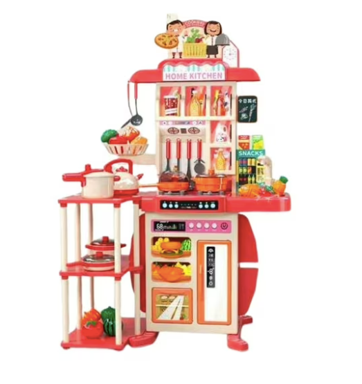 Bucatarie completa copii, lumini, sunete si multiple accesorii, 95 CM inaltime, cu 73 accesorii