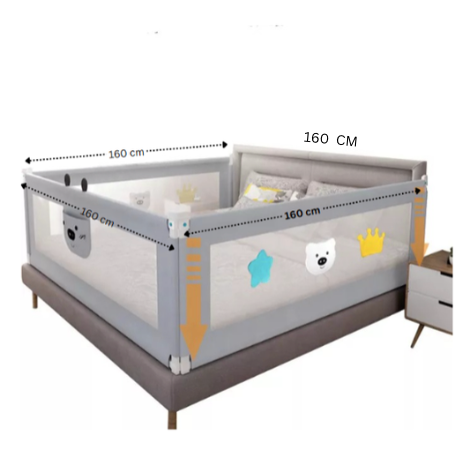 Set 4 bariere protectie culisante pentru pat, inaltime reglabila 68-98 cm, 160 cm 180 cm 200 cm