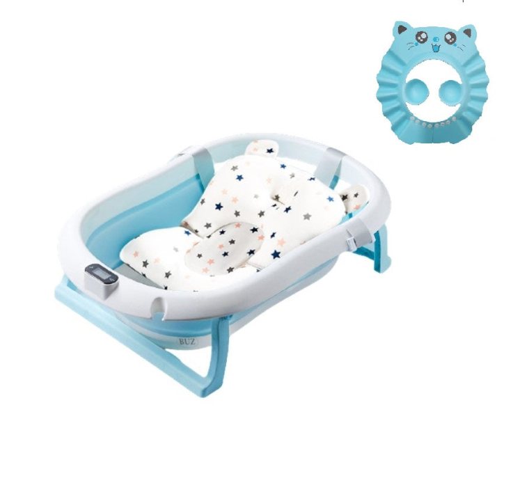 Cadita de baie pliabila cu perna detasabila, termometru si casca protectie urechi , reglabila 0-36 luni