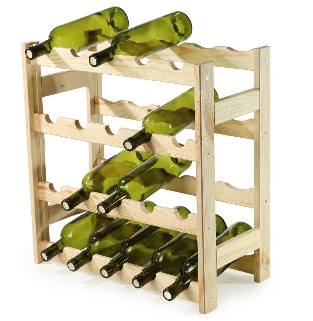 Suport sticle vin, raft vin pentru casa sau pivnita, beci, din lemn, rezistent, 20 sticle, 54.2 x 53 x 25.3 cm