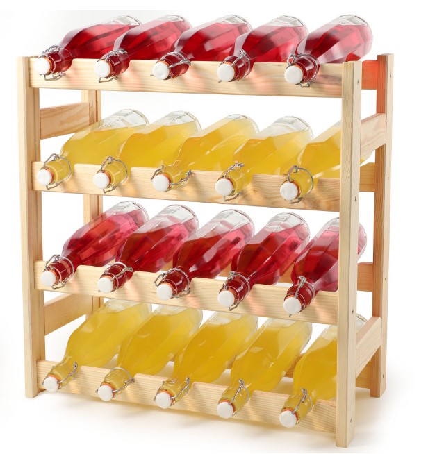 Suport sticle vin, raft vin pentru casa sau pivnita, beci, din lemn, rezistent, 20 sticle, 54.2 x 53 x 25.3 cm