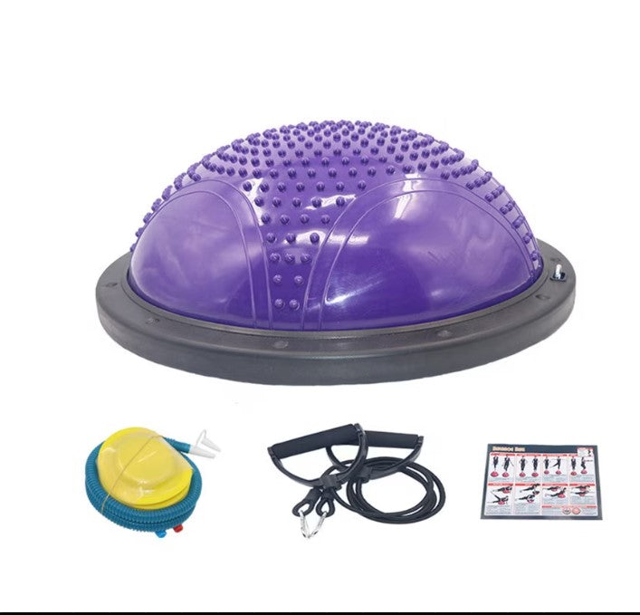 Minge echilibru bosu cu pompa inclusa si corzi elastice, diametru 60cm