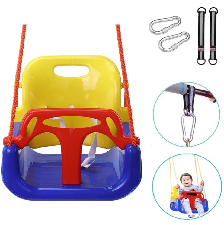 Leagan multifunctional pentru copii mici, cu centura de siguranta si accesorii de prindere incluse