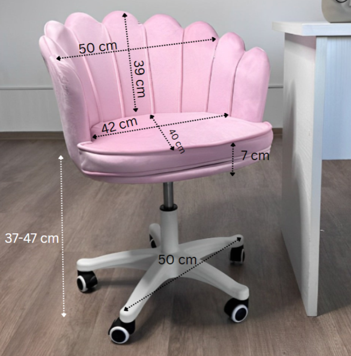 Set de 2 scaune de birou, modern, din catifea, elegant, ergonomic, rotativ, inaltime reglabila intre 37-47 cm, alb, buz