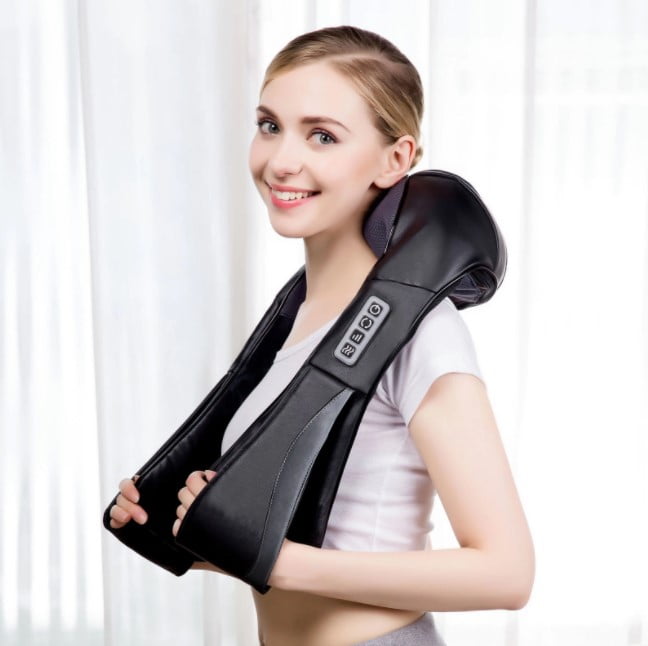 Aparat Masaj Cervical și Lombar cu Shiatsu și Încălzire Infraroșu – Curele Ajustabile, Relaxare Acasă