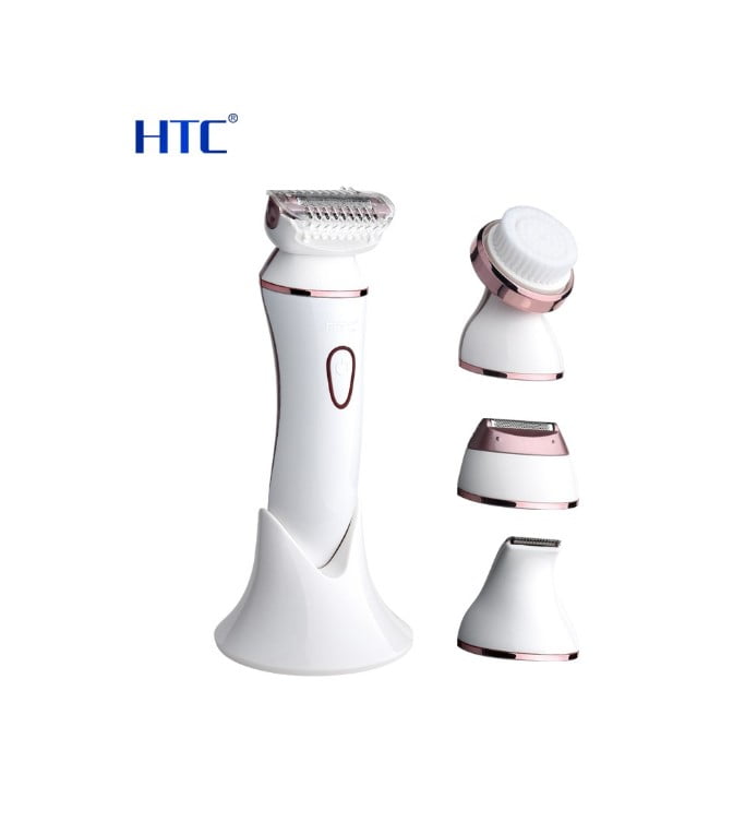 Aparat Epilat și Tuns Femei 4 în 1 – Reîncărcabil, Impermeabil IPX7, Capete Interșchimbabile, Rose + Alb - BUZ.RO