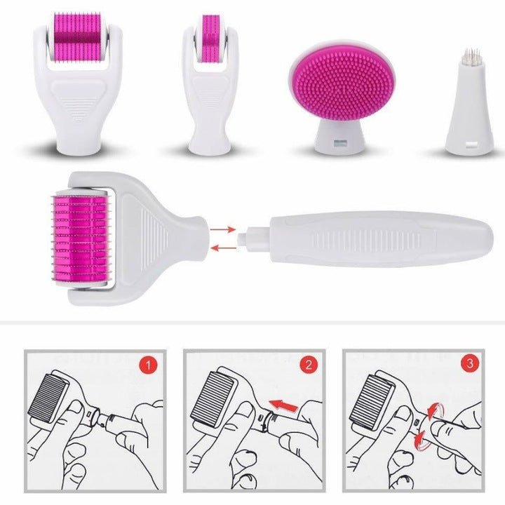 Aparat facial pentru fata, Derma roller, microblending, ace din titan, masaj, regenerare, set masaj facial - BUZ.RO
