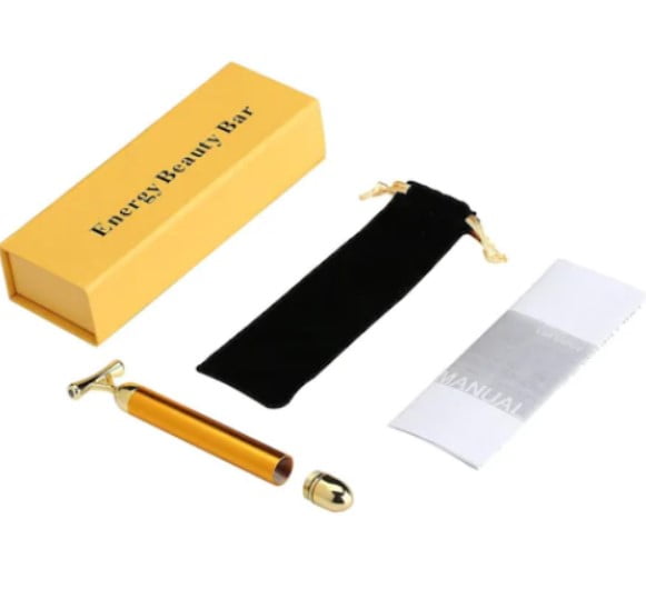 Aparat masaj facial anti-rid, energy beauty bar, 24K gold, efect de lifting si revitalizare a tenului electric