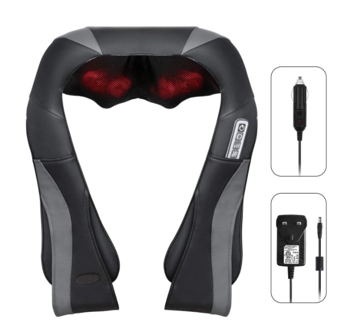 Aparat Masaj Cervical și Lombar cu Shiatsu și Încălzire Infraroșu – Curele Ajustabile, Relaxare Acasă - BUZ.RO