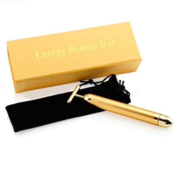 Aparat masaj facial anti - rid, energy beauty bar, 24K gold, efect de lifting si revitalizare a tenului electric - BUZ.RO