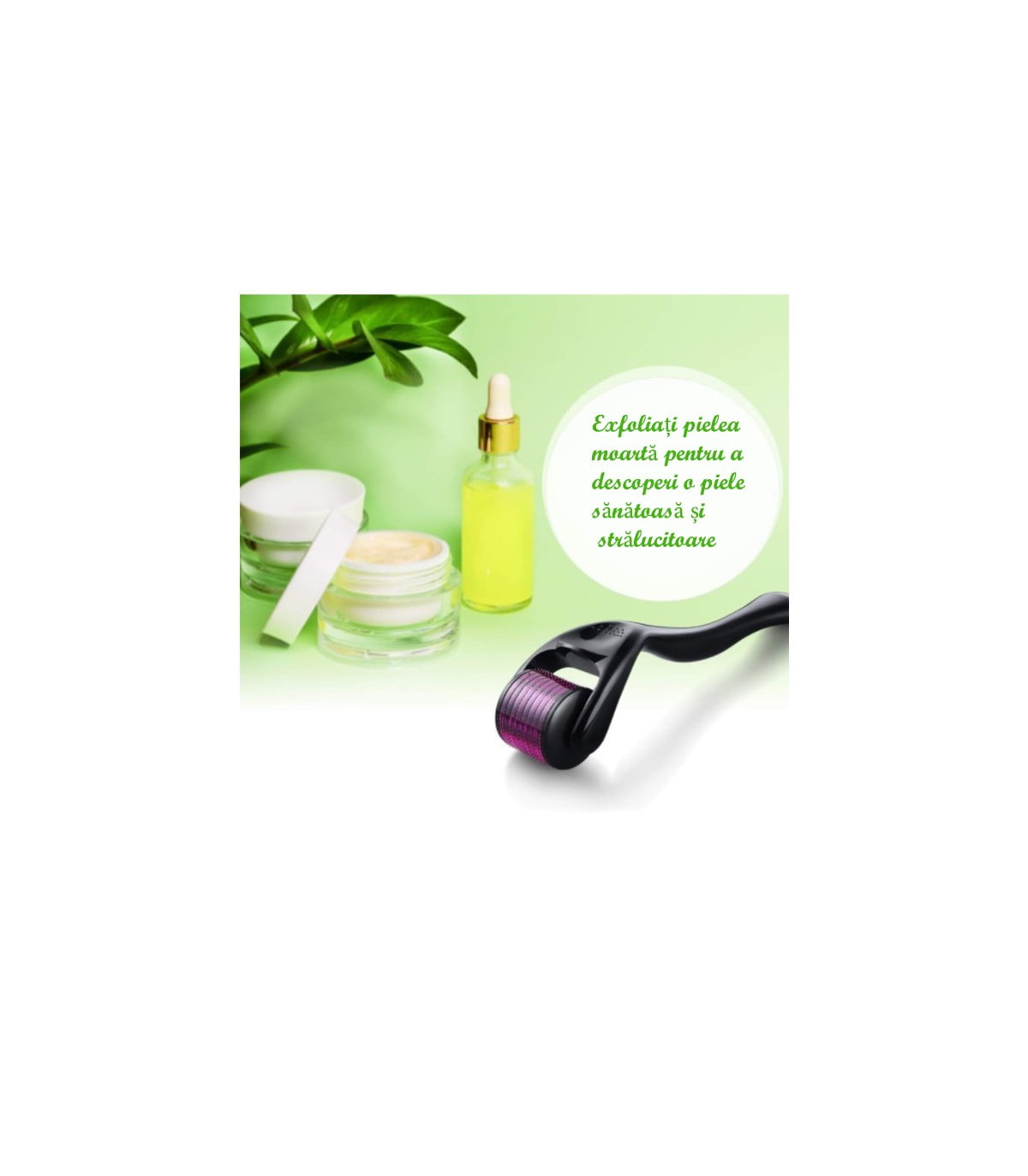 Aparat masaj facial pentru reducerea ridurilor si cicatricilor, dermaroller, 540 ace din titan, 0 25 mm