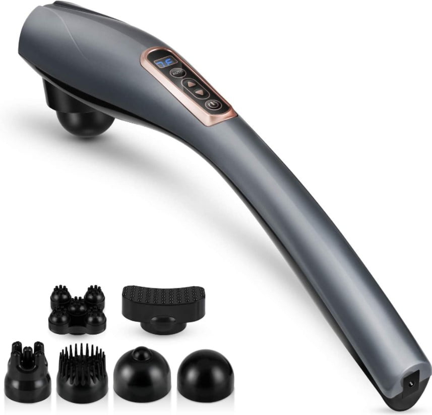 Aparat masaj pentru spate, umeri, picioare, maini, zona cervicala, abdomen, cu 6 capete detasabile, 24 W - BUZ.RO