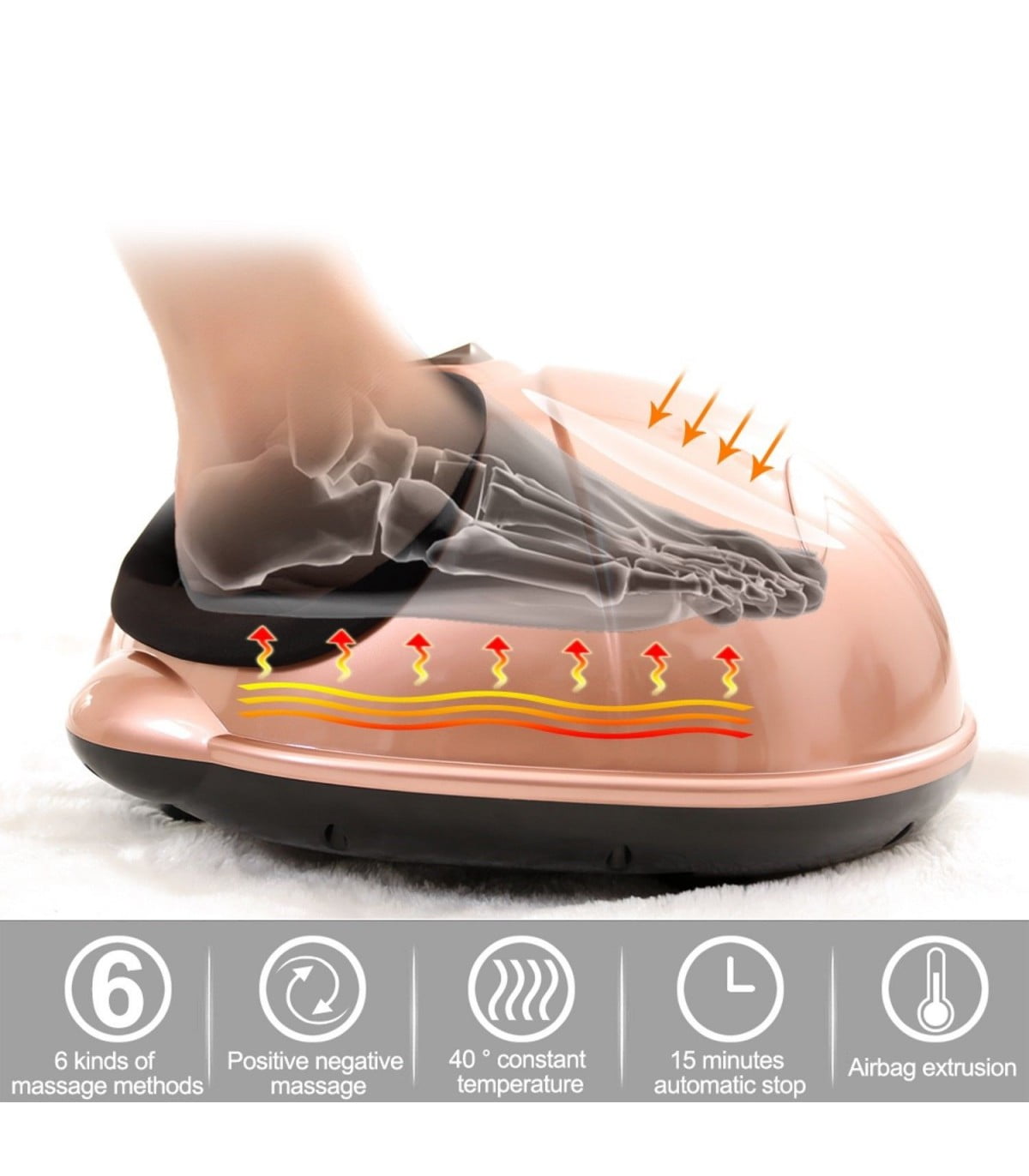 Aparat masaj picioare Shiatsu, cu incalzire, presoterapie, intensitate ajustabila, telecomanda, maro