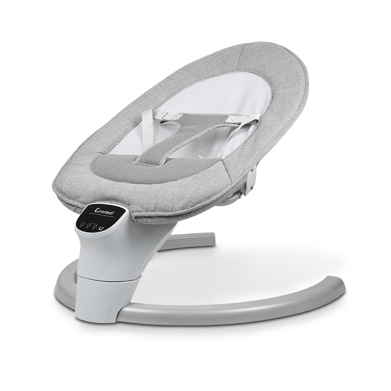 Balansoar bebelusi, leagan copii, electric, portabil, cu conectare la priza, telecomanda, timer si muzica, gri - BUZ.RO