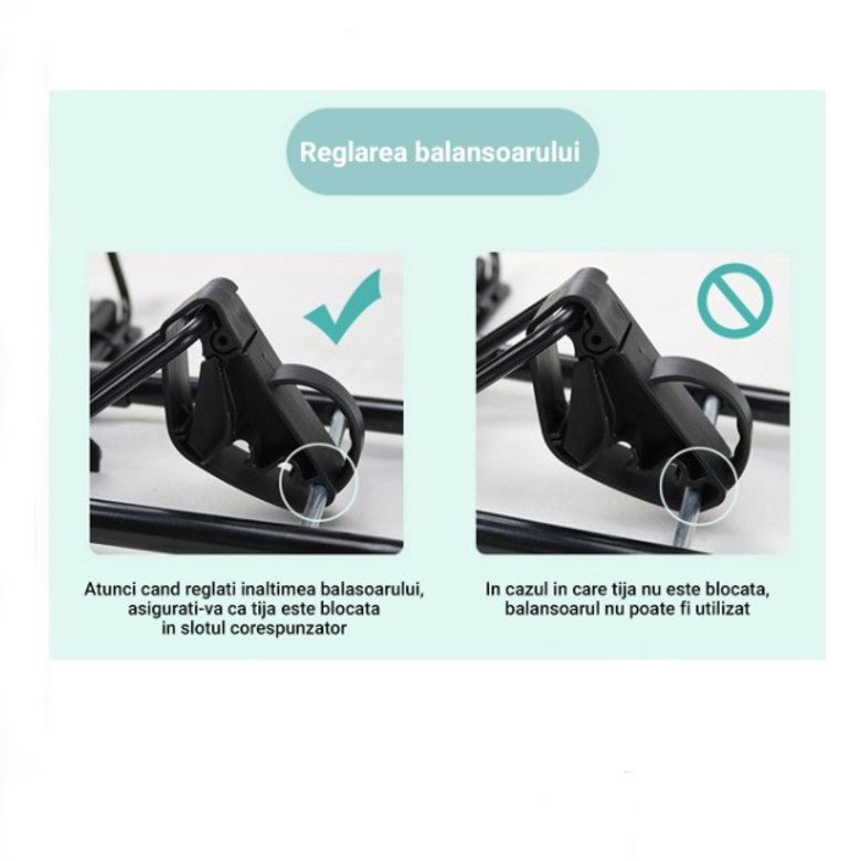 Balansoar copii leagan ergonomic bebe cu inclinare reglabila, pliabil, 0+luni, gri - BUZ.RO