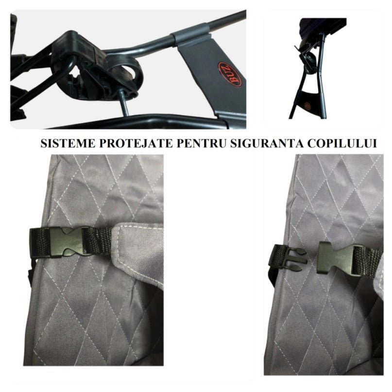 Balansoar copii leagan ergonomic bebe cu inclinare reglabila, pliabil, 0+luni, gri - BUZ.RO